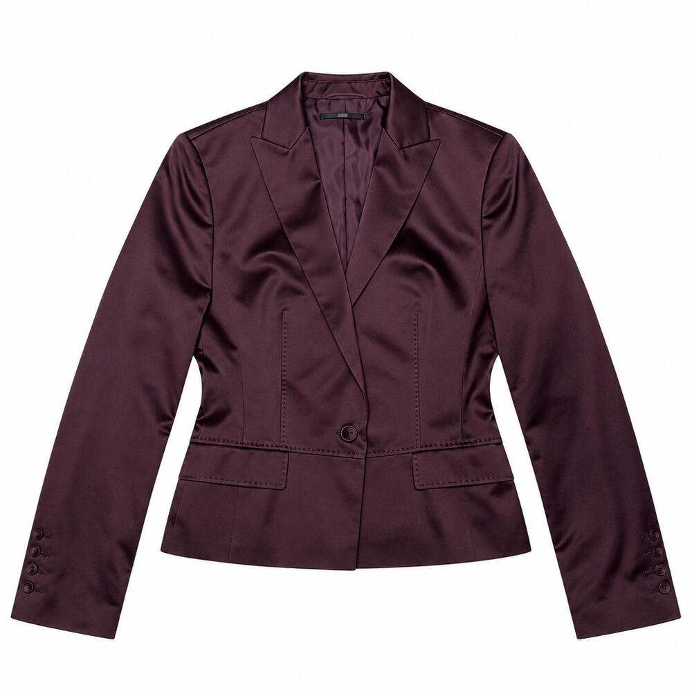 Hugo Boss Satin Single-Button Burgundy Blazer | Size S